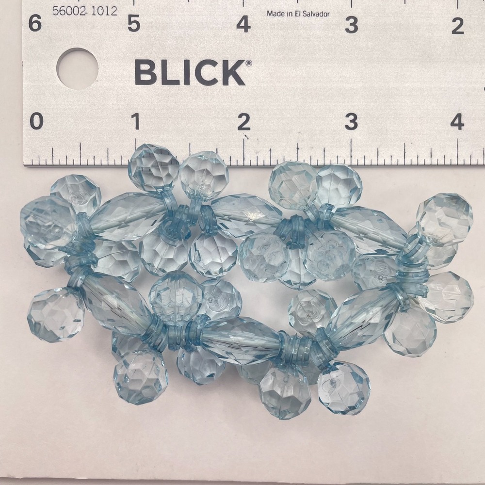 Vintage Y2K Blue Lucite Acrylic Faceted Bead Stretch Chunk Cluster Bracelet - Picture 10 of 11